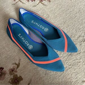 Rothys Point Teal/Orange size 8.5
